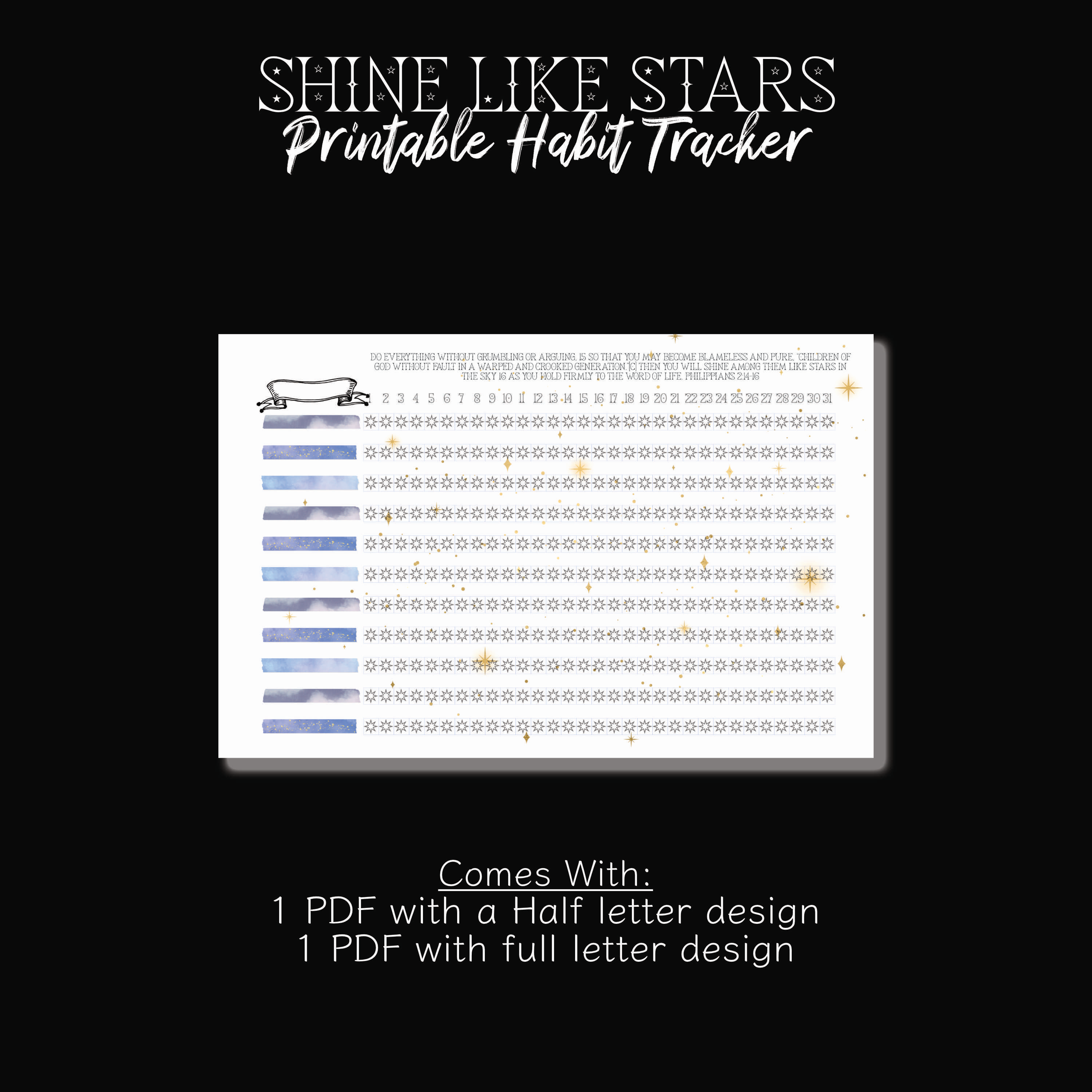 Christian habit tracker printable with minimalist design for tracking daily rhythms and spiritual growth habits at home or work